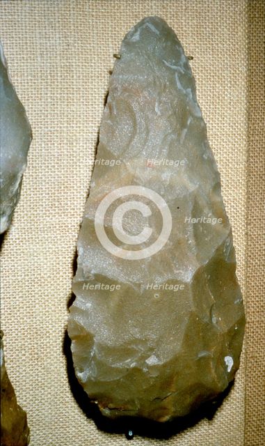 Paleolithic Flint Handaxe from Chelles, 500,000 to 100,000 BC. Artist: Unknown.