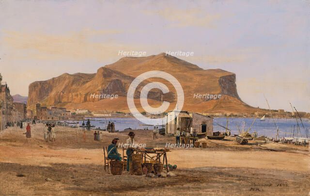 Palermo Harbor with a View of Monte Pellegrino, 1840. Creator: Martinus Rorbye.
