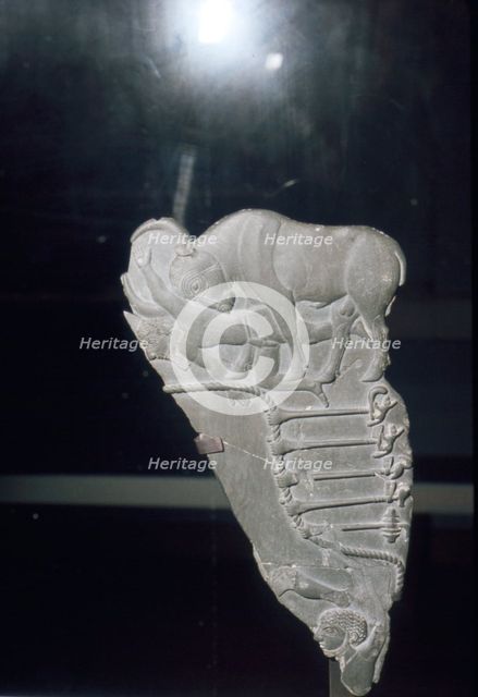 Palette with bull goring man, circa late 4th millennium BC. Artist: Unknown.
