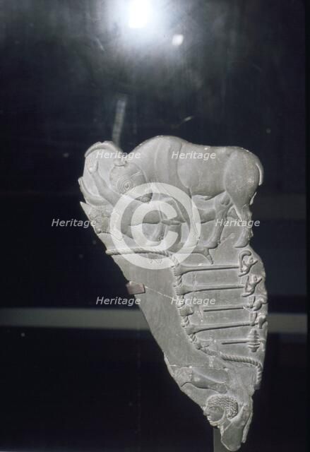 Palette with bull goring man, circa late 4th millennium BC. Artist: Unknown.