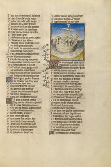 Palinurus Tumbling from Aeneas's Boat into the Sea; Roman de la Rose, about 1405. Creator: Unknown