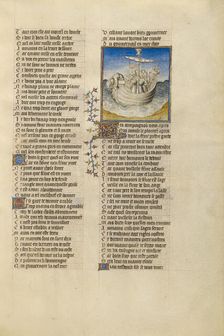 Palinurus Tumbling from Aeneas's Boat into the Sea; Roman de la Rose, about 1405. Creator: Unknown