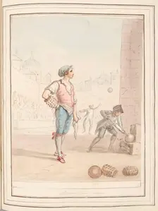 Pallone Player, Rome, leaf from A Collection of Dresses by David Allan Mostly from Nature 1776. Creator: David Allan