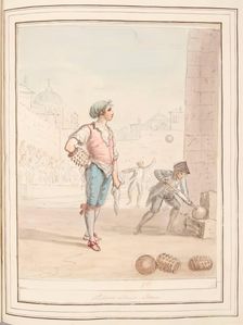 Pallone Player, Rome, leaf from A Collection of Dresses by David Allan Mostly from Nature 1776. Creator: David Allan