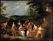 Pallas Athena and Muses 1630s. Artist: Jan van Balen