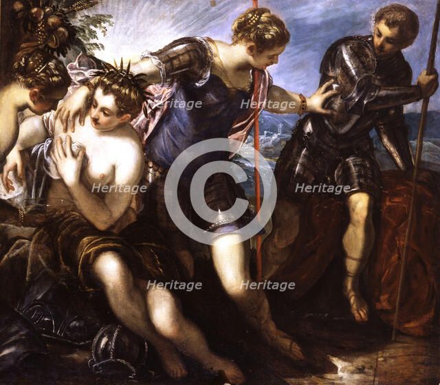 Pallas Athena Drives Away Mars, 1576. Creator: Tintoretto, Jacopo (1518-1594).