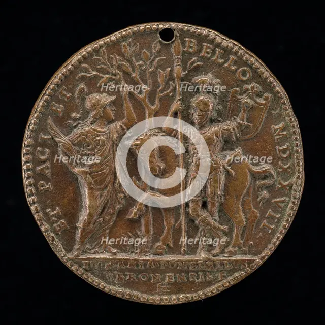 Pallas and Mars [reverse], 1527. Creator: Giovanni Maria Pomedelli.