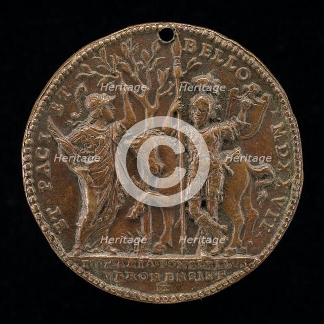 Pallas and Mars [reverse], 1527. Creator: Giovanni Maria Pomedelli.