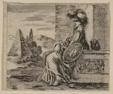 Pallas, from Game of Mythology (Jeu de la Mythologie), 1644. Creator: Stefano della Bella