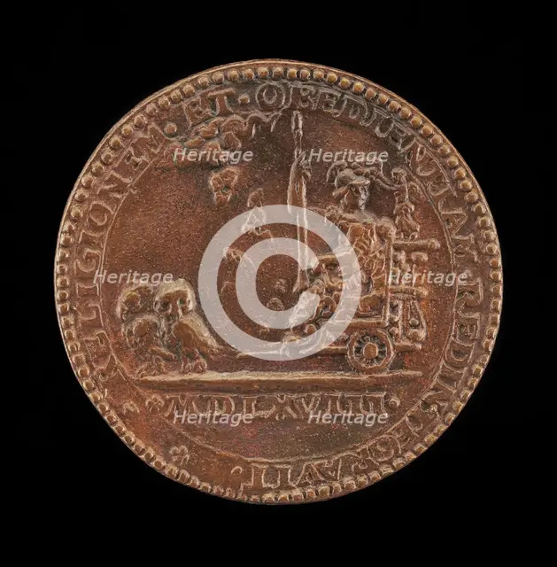 Pallas in a Car Drawn by Two Owls [reverse], c. 1580. Creator: Giuliano Giannini.
