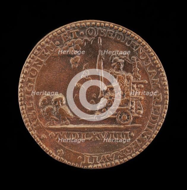 Pallas in a Car Drawn by Two Owls [reverse], c. 1580. Creator: Giuliano Giannini.