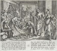 Pallas Praises Nature at the Birth of the Infantes, Promising to Protect Them from Evil, 1612. Creator: Antonio Tempesta