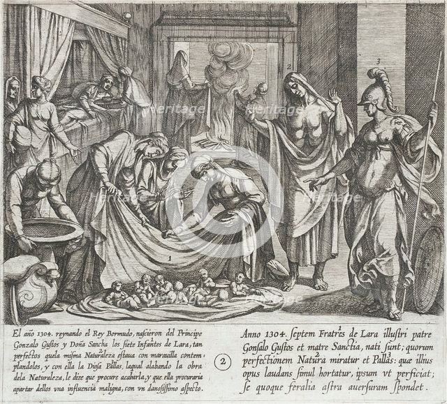 Pallas Praises Nature at the Birth of the Infantes, Promising to Protect Them from Evil, 1612. Creator: Antonio Tempesta.