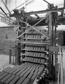 Palletising machine at Whitwick Brickworks, Coalville, Leicestershire, 1963. Creator: Michael Walters