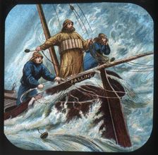 Palling Boat: Throwing the life-line c1900. Creator: Unknown