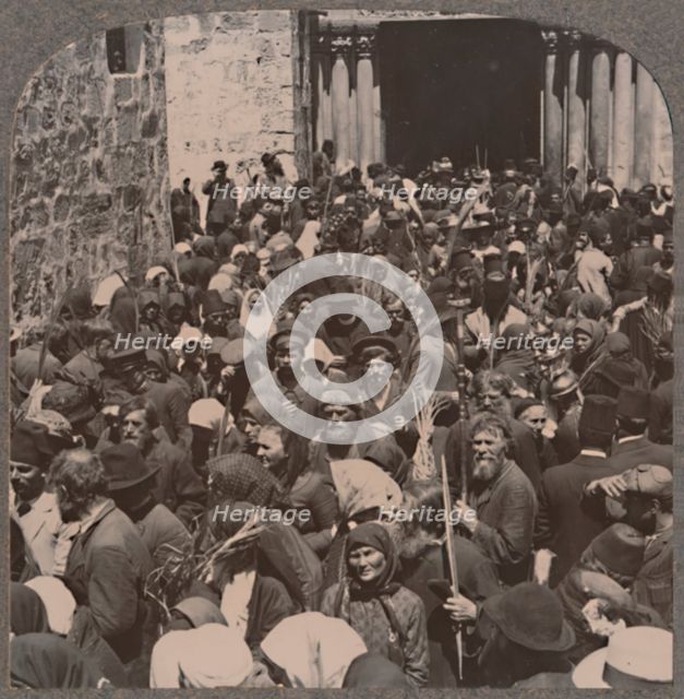'Palm Procession leaving the Church of the Holy Sepulchure', c1900. Artist: Unknown.