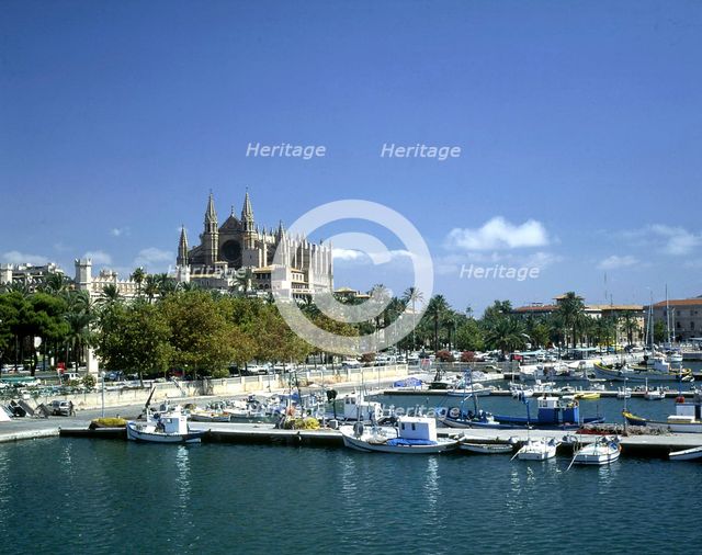 Palma Cathedral & Harbour, Majorca, Spain. Creator: Peter Thompson.
