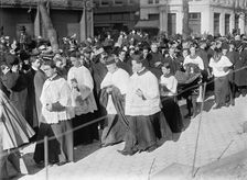 Pan American Mass - Thanksgiving Day At St. Patrick's. Mons. Dougherty; Dr. Burns; Cardinal..., 1912 Creator: Harris & Ewing