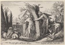 Pan and Syrinx, 1589. Creator: Goltzius, Workshop of Hendrick, after Hendrick Gol