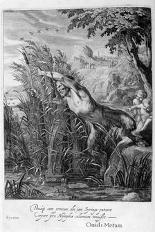 Pan pursues Syrinx who is transformed into a reed, 1665. Creator: Unknown