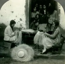 Panama Hats are Woven in the Cool of the Morning and Evening. Tabacunda, Ecuador c1930s. Creator: Unknown