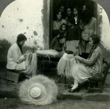 Panama Hats are Woven in the Cool of the Morning and Evening. Tabacunda, Ecuador c1930s. Creator: Unknown