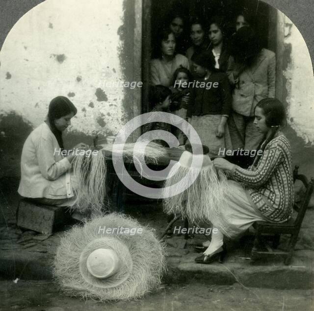 'Panama Hats are Woven in the Cool of the Morning and Evening. Tabacunda, Ecuador', c1930s. Creator: Unknown.