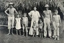 Panama Indian family outside a traditional hut, 1900/1910. Creator: Unknown