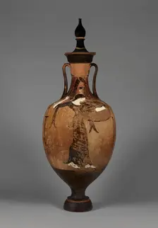 Panathenaic Amphora with Lid, about 320 BC. Creator: Nichomachos Group