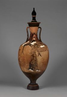 Panathenaic Amphora with Lid, about 320 BC. Creator: Nichomachos Group