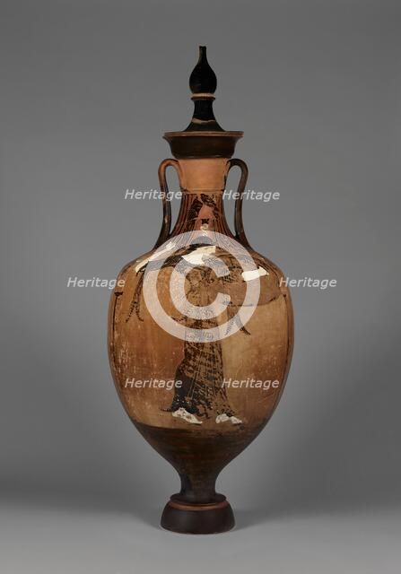 Panathenaic Amphora with Lid, about 320 BC. Creator: Nichomachos Group.