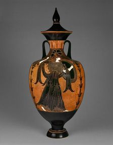 Panathenaic Prize Amphora with Lid, 363-362 BC. Creators: Painter of the Wedding Procession, Nikodemos