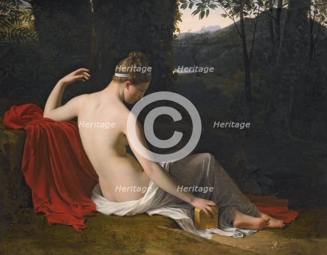 Pandora Reclining in a Wooded Landscape. Artist: Hersent, Louis (1777-1860)