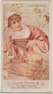 Pandean Pipes, from the Musical Instruments series (N82) for Duke brand cigarettes, 1888., 1888. Creator: Schumacher & Ettlinger
