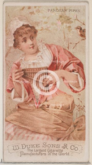 Pandean Pipes, from the Musical Instruments series (N82) for Duke brand cigarettes, 1888., 1888. Creator: Schumacher & Ettlinger.