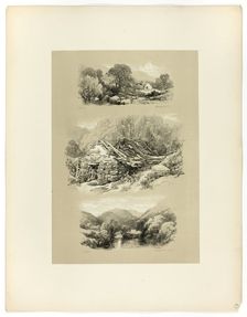 Pandy Mill, Church Pool, and one other subject, from Picturesque Selections, c. 1860. Creator: James Duffield Harding
