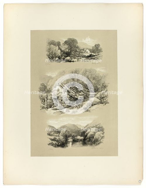 Pandy Mill, Church Pool, and one other subject, from Picturesque Selections, c. 1860. Creator: James Duffield Harding.