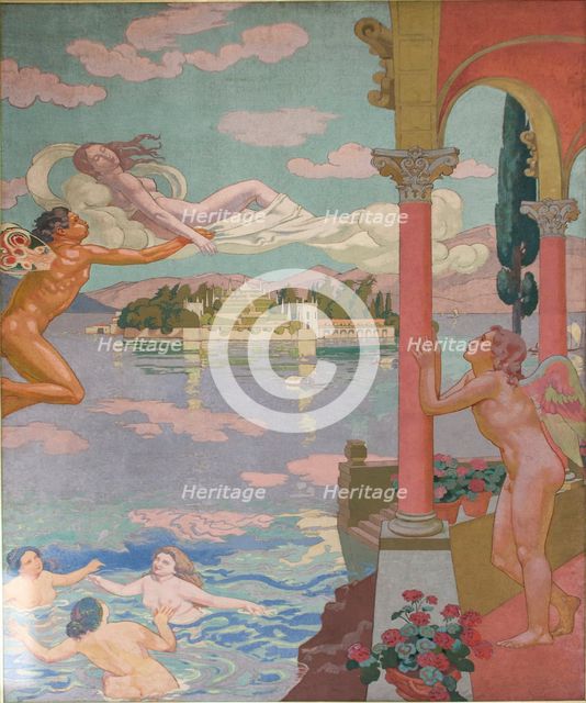 Panel 2. Zephyr Transporting Psyche to the Island of Delight, 1908. Creator: Maurice Denis.