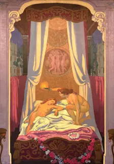 Panel 3. Psyche Discovers that Her Mysterious Lover is Eros, 1908. Creator: Maurice Denis