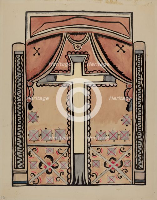 Panel - Cross and Drapes, 1935/1942. Creator: Unknown.