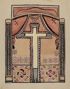 Panel - Cross and Drapes, 1935/1942. Creator: Unknown