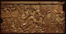 Panel depicting a scene from the Pardoner's Tale, medieval. Creator: Unknown