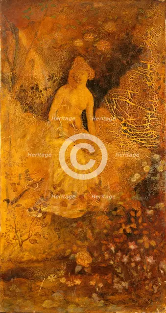Panel for a Screen: Woman with a Deer, ca. 1876. Creator: Albert Pinkham Ryder.