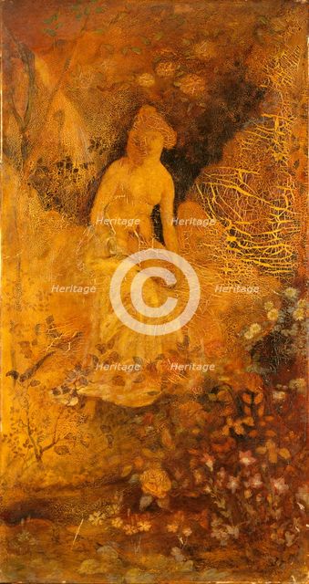 Panel for a Screen: Woman with a Deer, ca. 1876. Creator: Albert Pinkham Ryder.
