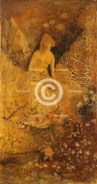 Panel for a Screen: Woman with a Deer, ca. 1876. Creator: Albert Pinkham Ryder.