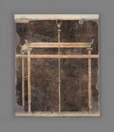 Panel from a Black Ground Frescoed Room with Architectural Decoration, A.D. 1-50. Creator: Unknown