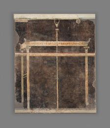 Panel from a Black Ground Frescoed Room with Architectural Decoration, A.D. 1-50. Creator: Unknown