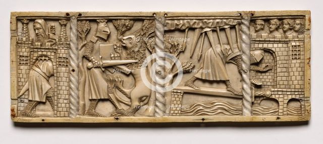 Panel from a Casket with Scenes from Courtly Romances, 1330. Creator: Unknown.