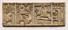 Panel from a Casket with Scenes from Courtly Romances, 1330. Creator: Unknown