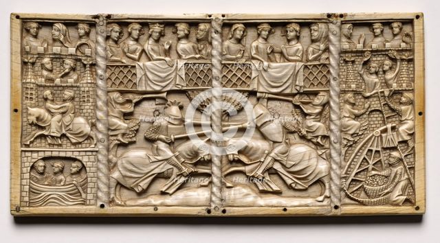 Panel from a Casket with Scenes from Courtly Romances, c. 1330-1350 or later. Creator: Unknown.
